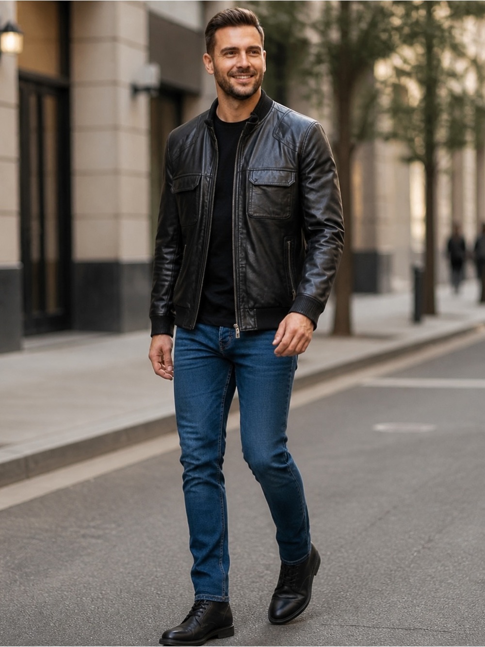 Michael Kors Black Genuine Leather Jacket - Picture 2 of 9